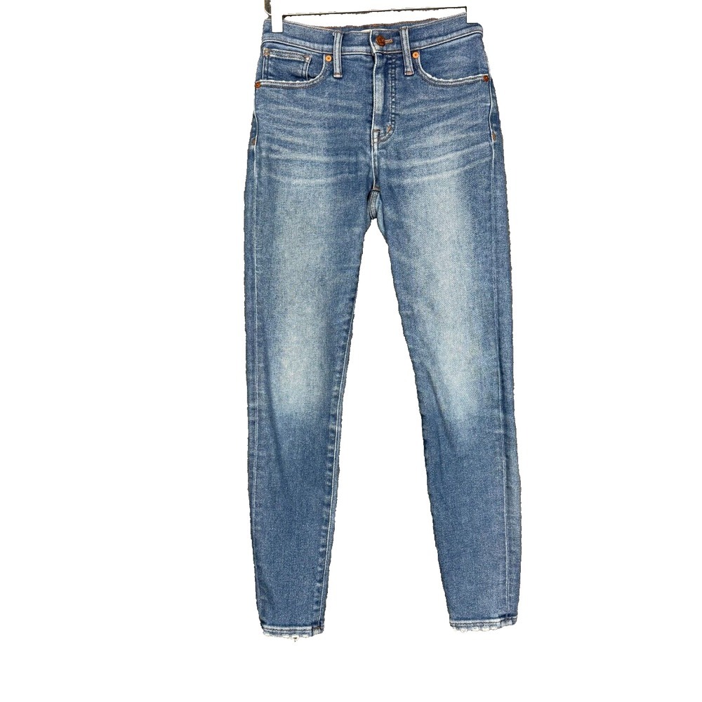 Madewell Jeans Womens 25 Blue 9" High Rise Skinny Medium Wash AA579 Distressed